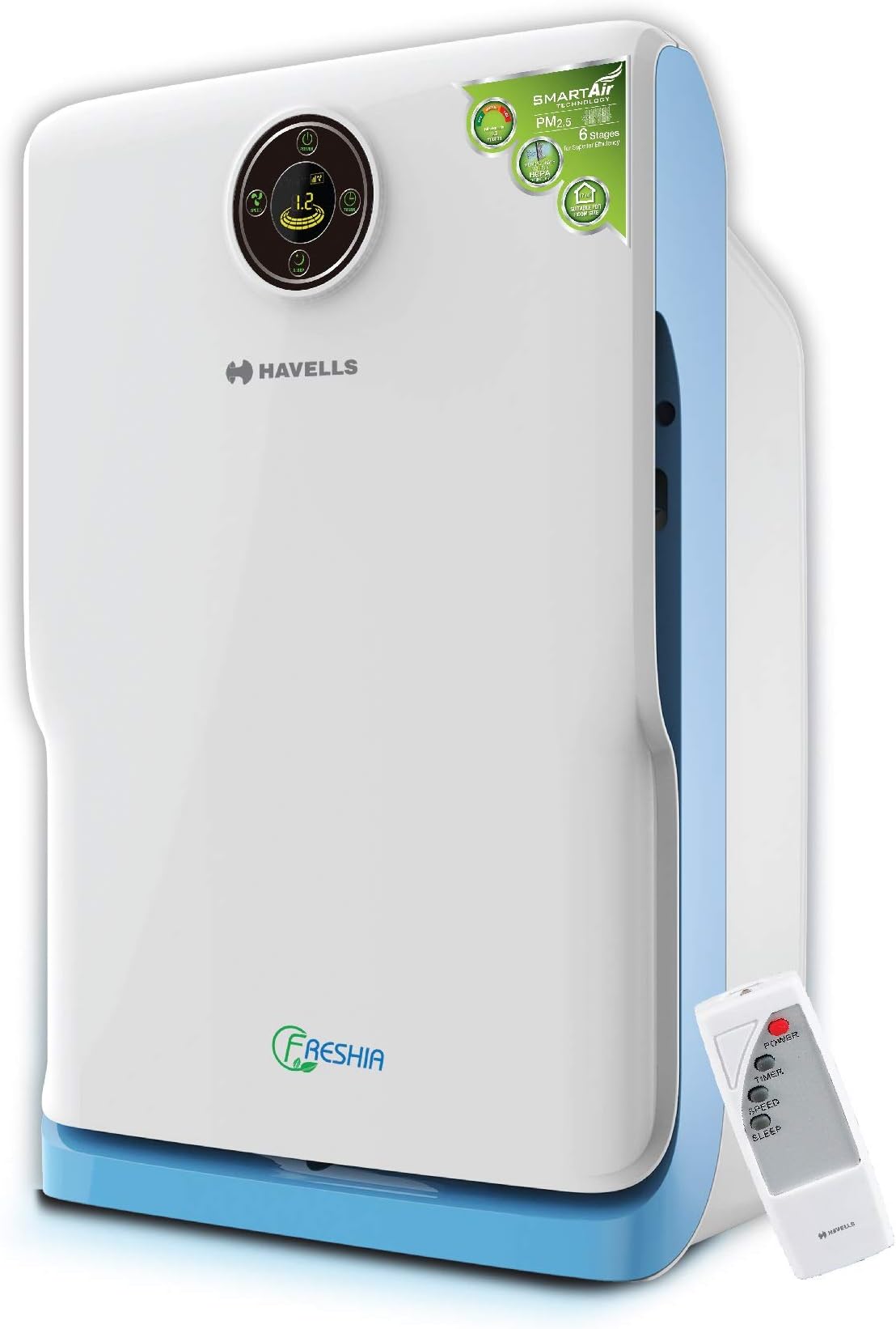 Havells Freshia AP-20 40-Watt Air Purifier with Remote (White/Blue)