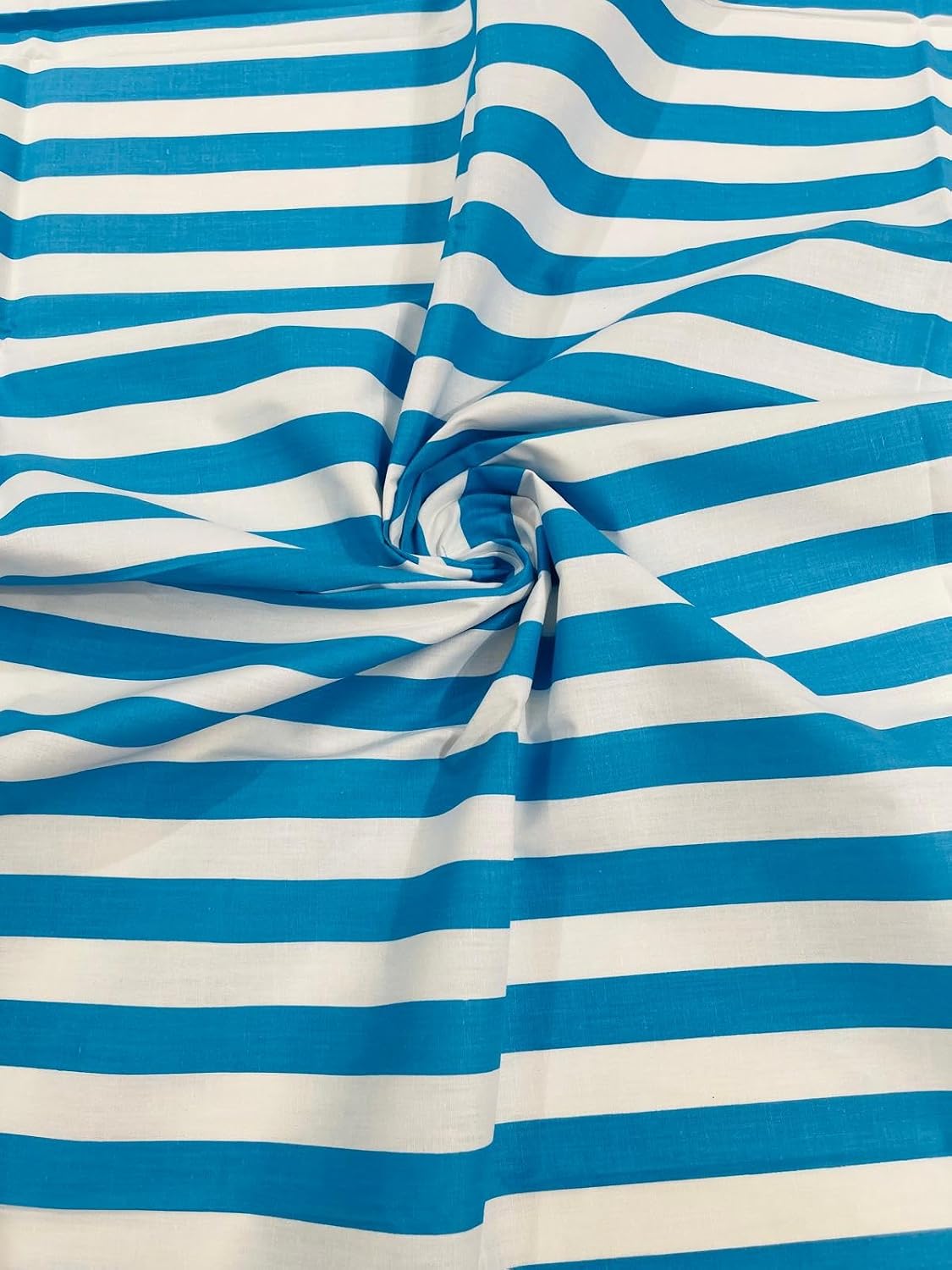 New Creations Fabric & Foam Inc, 60" Wide by 1" Stripe Poly Cotton Fabric (White & Navy, by The Yard)