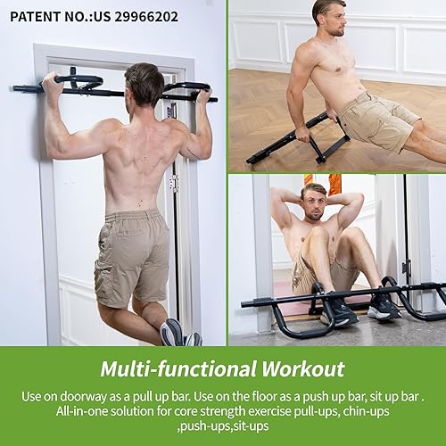 Miniatura 5 de NOWAKE Barra de dominadas multiagarre para puerta, 330 libras, resistente, 47.3 pulgadas, ancho extra, portátil, funcional, ergonómico, marco de