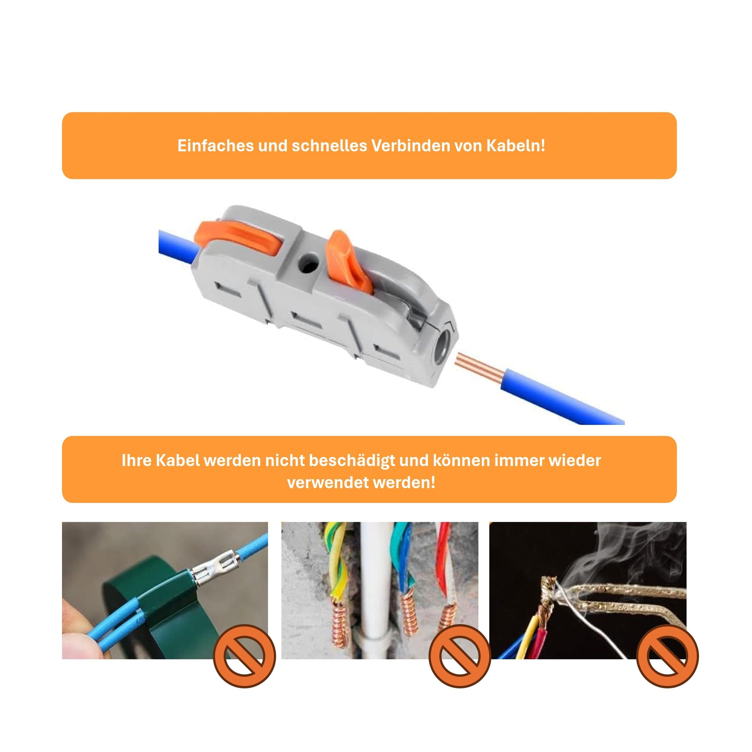 Woltersberger® Zacisk przyłączeniowy SPL-1 z dźwignią – 50 sztuk do 4 mm² – beznarzędziowy zacisk przyłączeniowy do instalacji kabli i prac elektrycznych