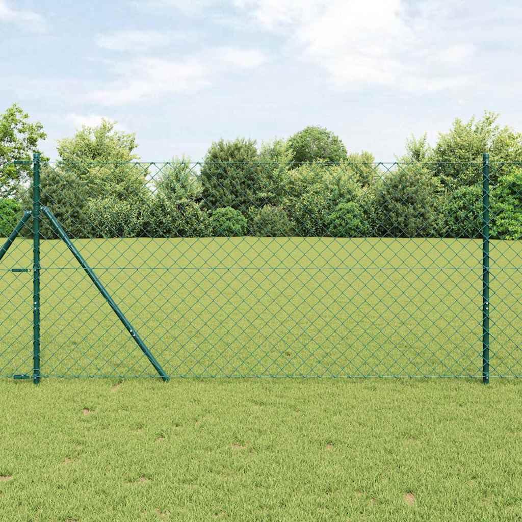 Recinzione a rete da pavimento 1 x 25 m, rete verde con robusti pali in acciaio per giardino, terrazza e delimitazione di terreno, resistente alle intemperie, facile montaggio, protezione UV