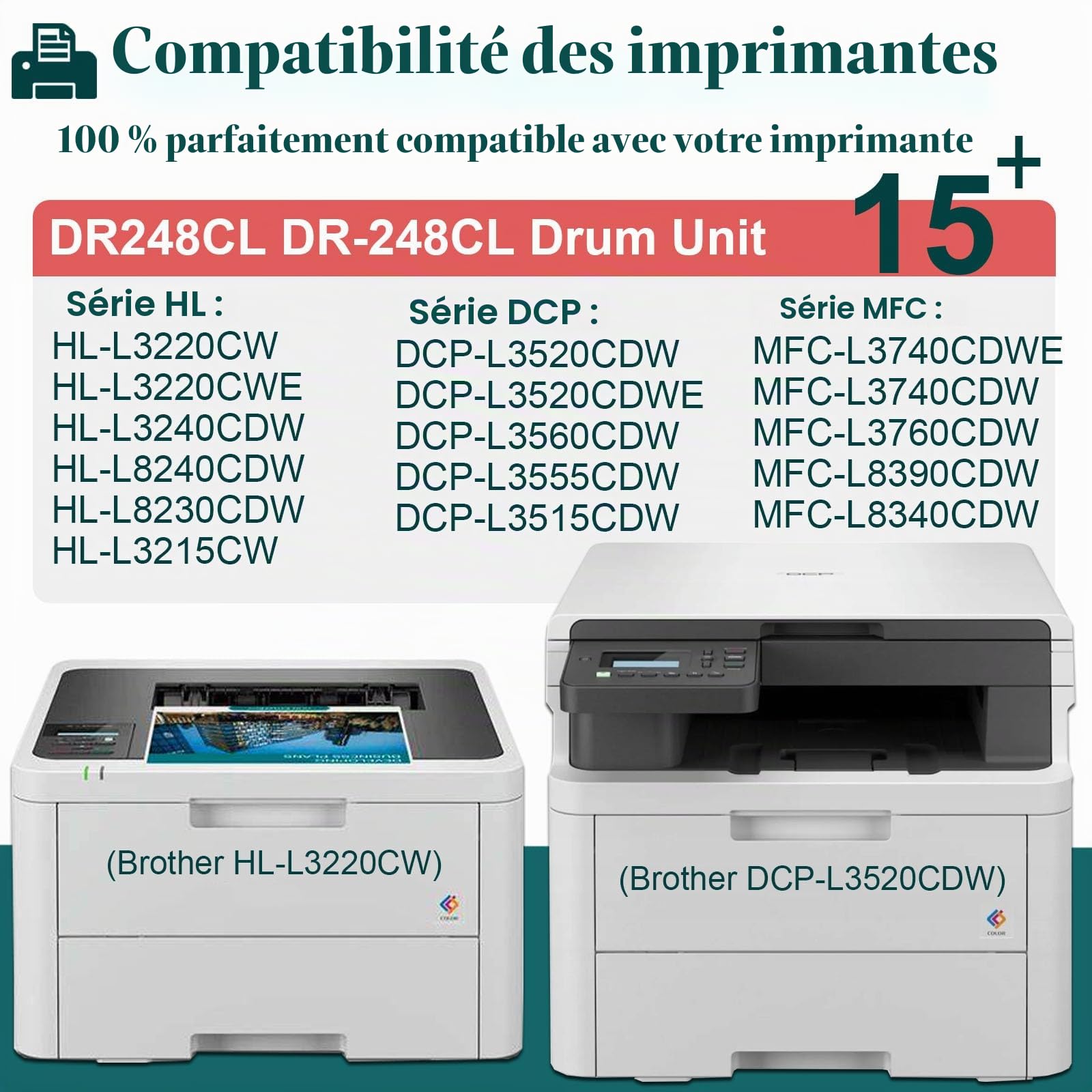 Tambour DR-248CL DR248CL Compatible pour Brother DR 248 CL pour DCP-L3560CDW MFC-L8340CDW DCP-L3520CDW DCP-L3520CDWE HL-L8230CDW MFC-L3740CDW HL-L3220CW MFC-L8390CDW MFC-L3760CDW (4-Pack)