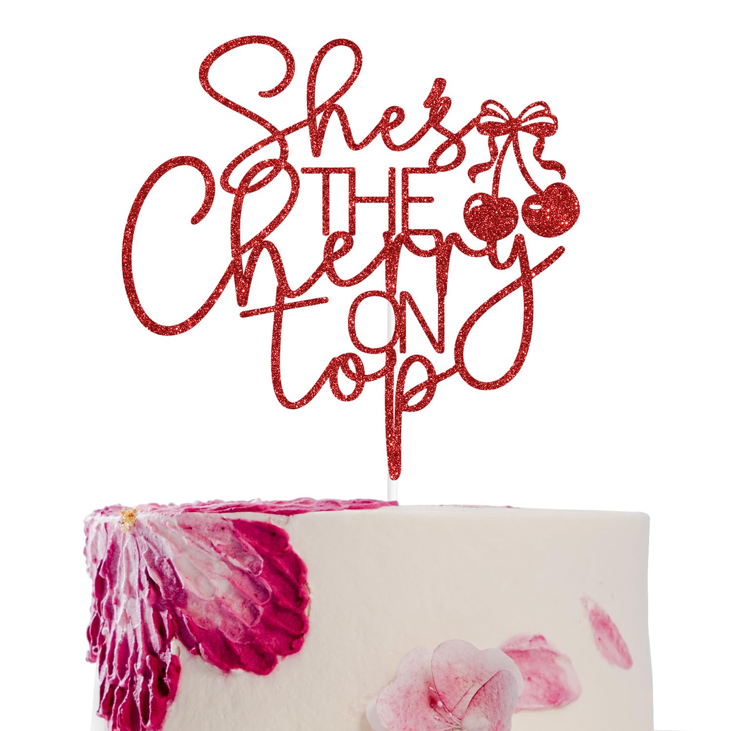 She's the Cherry on Top Cake Topper, Cherry on Top, Coquette Bridal Shower Party Decorations, Summer Fruit Cheeries Theme Bachelorette/Baby Shower/