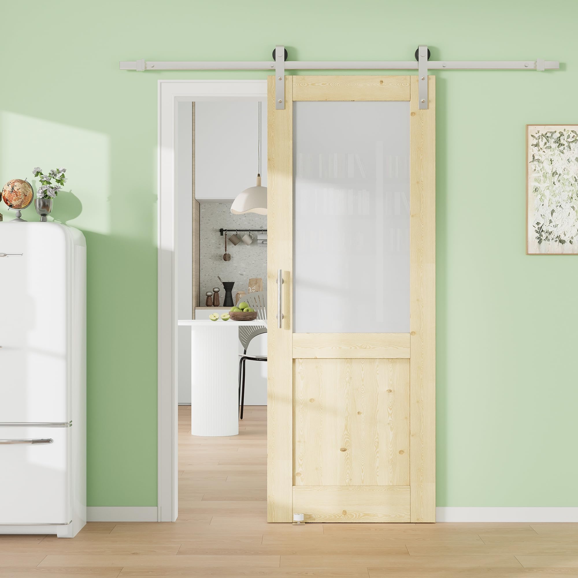 24" x 80" Presembled 5-Panel Molded Panel Barn Door with 72" Track Kit