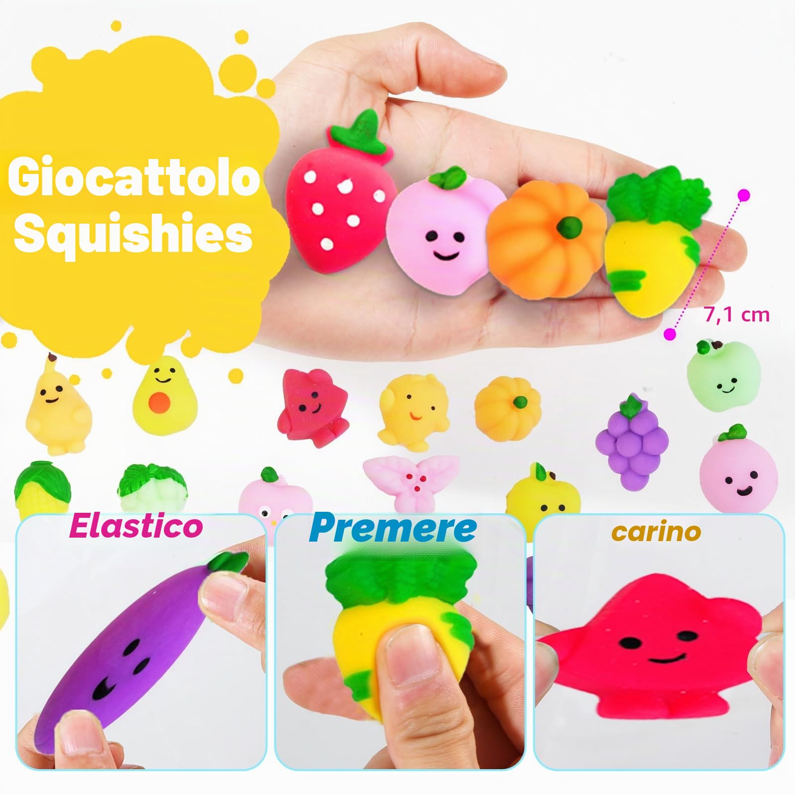 FUNNYB&G Mochi Squishies - 100 Pcs Mini Kawaii Squishy Gadget Compleanno Bambini, Regalini Fine Festa Compleanno Bambini (Frutta 100)