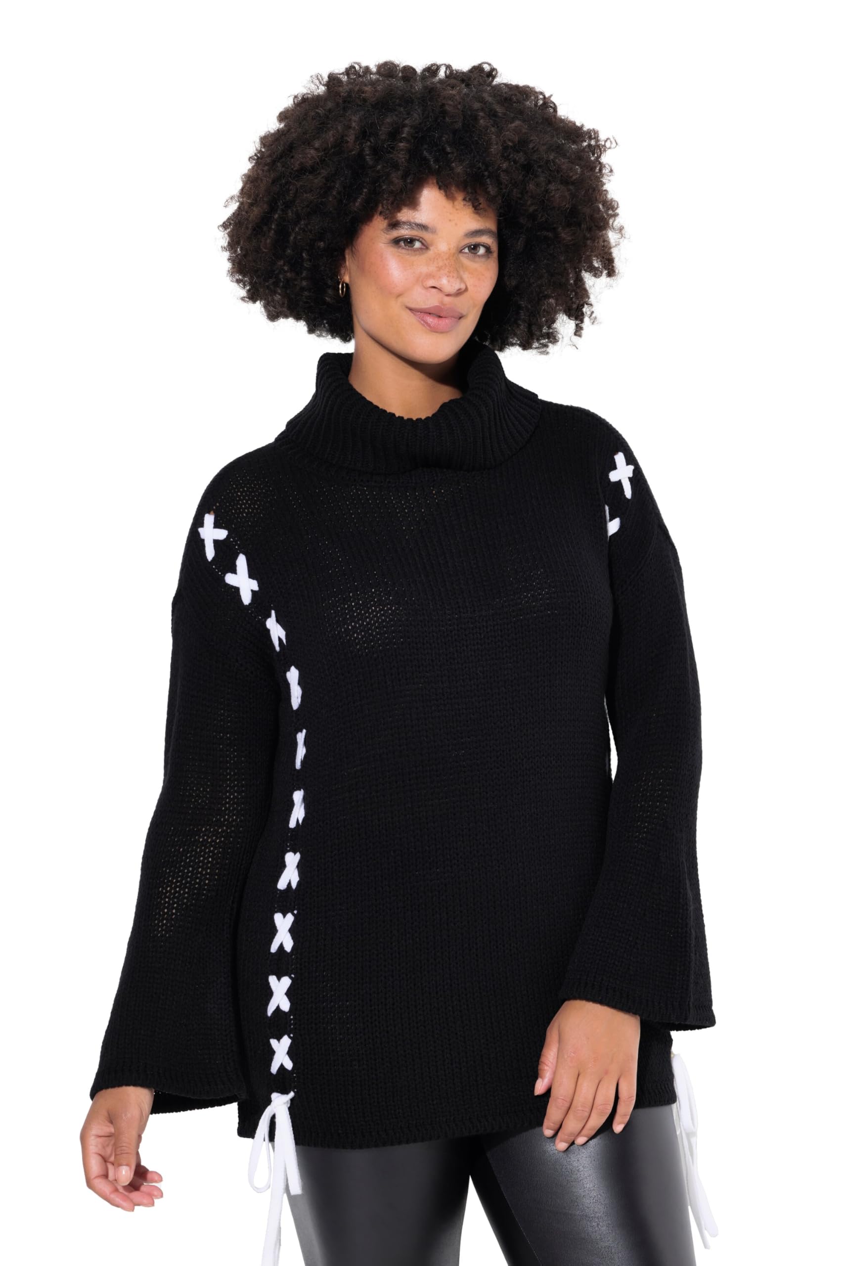 Angel of Style Damen große Größen Übergrößen Plus Size Pullover, Loose Fit, Zierbänder, Trompetenärmel 836528