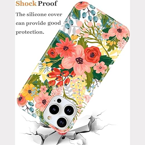 Miniatura 7 de J.west Funda para iPhone 14 Pro Max de 6.7 pulgadas, diseño moderno de ramo de flores botánicas con estampado de flores botánicas de jardín,