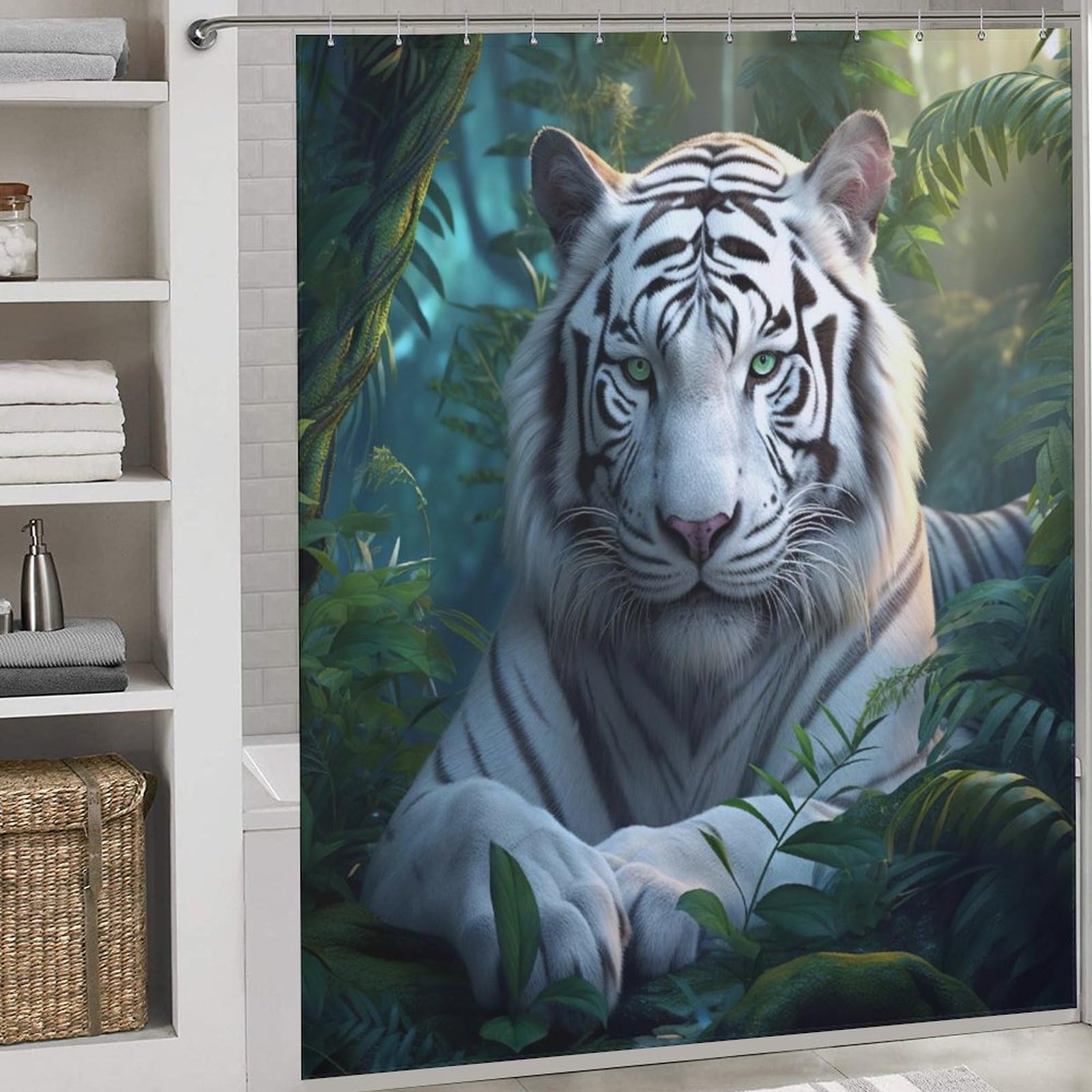 Rideau de douche tigre imperméable pour une ambiance jungle moderne