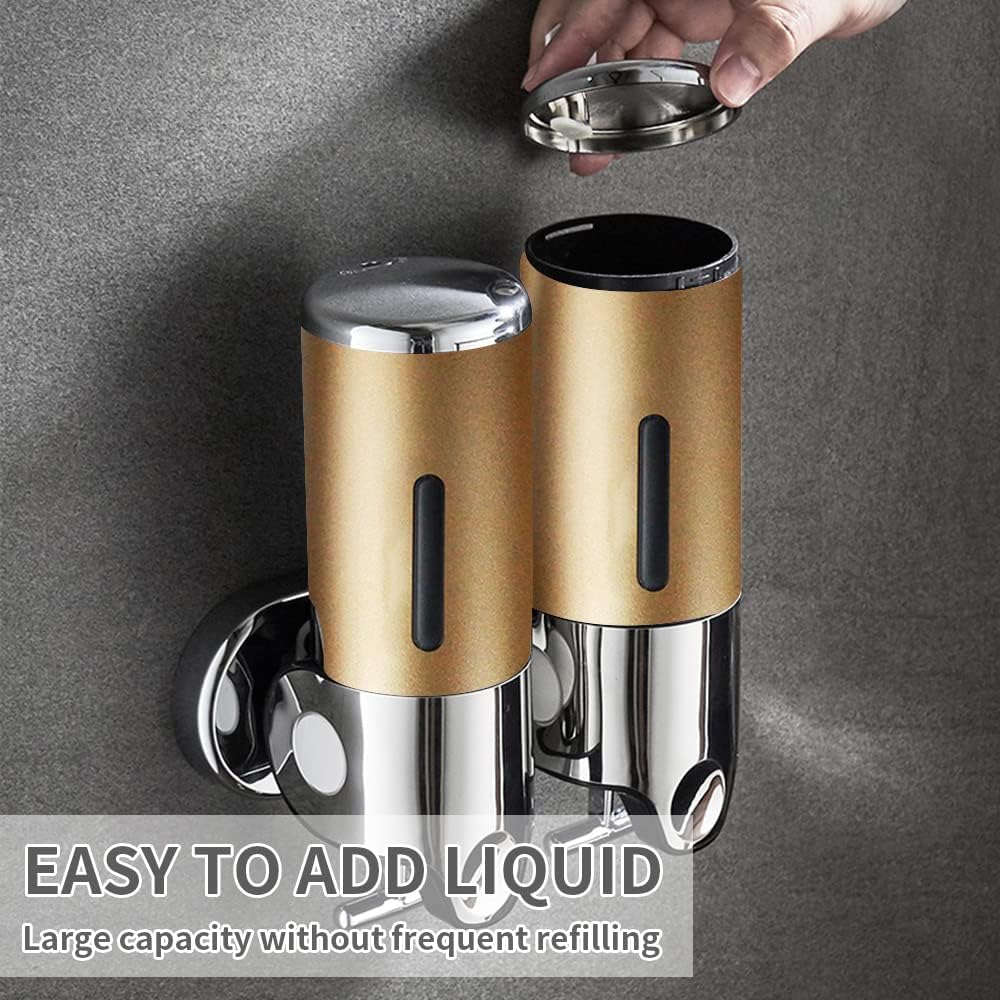 3 in 1 Chamber Wall Mounted Shampoo and Conditioner Dispenser (Gold) image 3