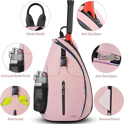Miniatura 3 de Ytonet Bolsa de tenis, mochila cruzada resistente al agua para hombres y mujeres, compatible con raquetas de bádminton de pickleball