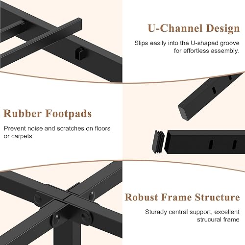 Miniatura 5 de Marco de Cama de 10 Pulgadas Tamaño Twin - No Necesita Somier Base de Colchón de Plataforma de Metal Resistente con Listones de Acero,