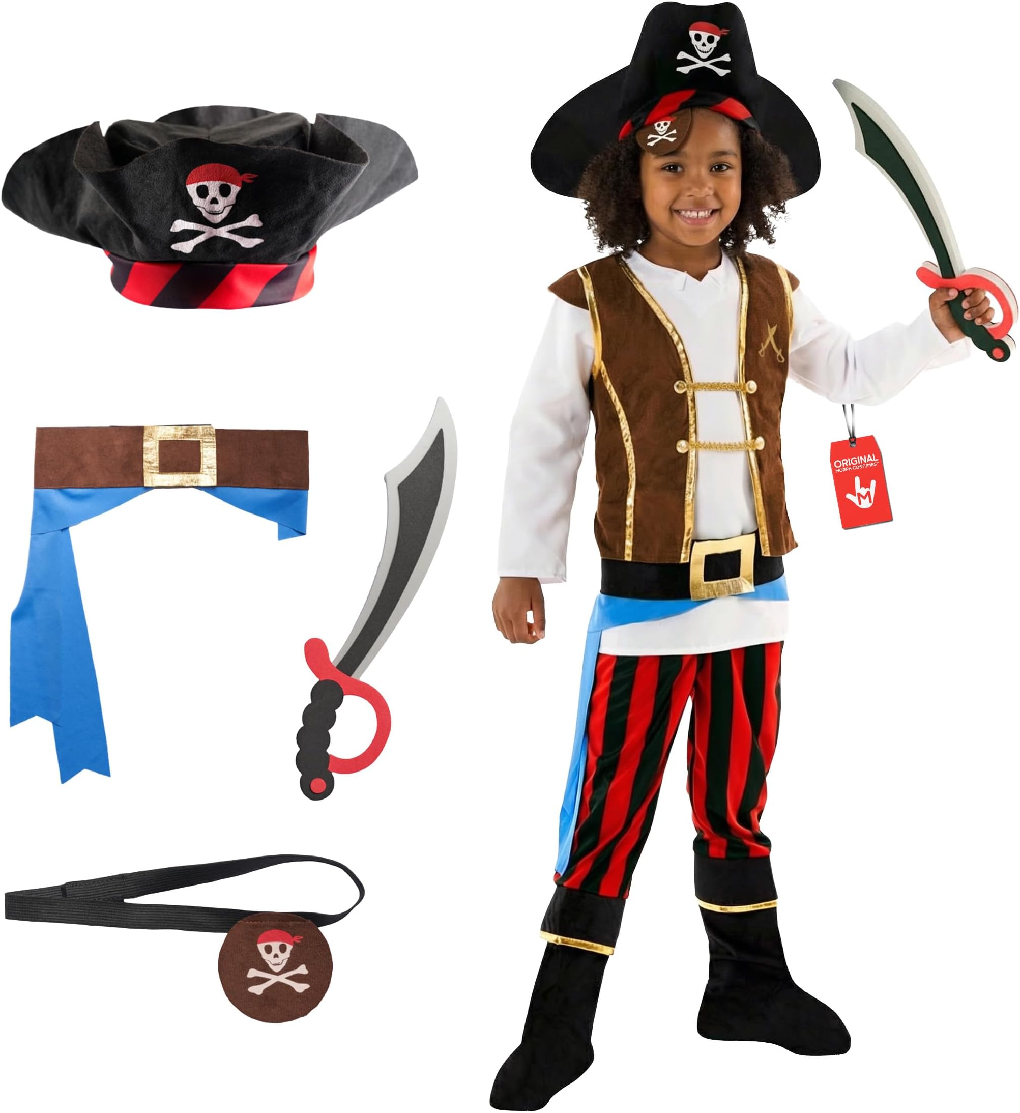 Morph Pirate Costume Kids, Boys Pirate Costume, Fun Pirates Dress Up for Kids, Pirates Costumes for Boys