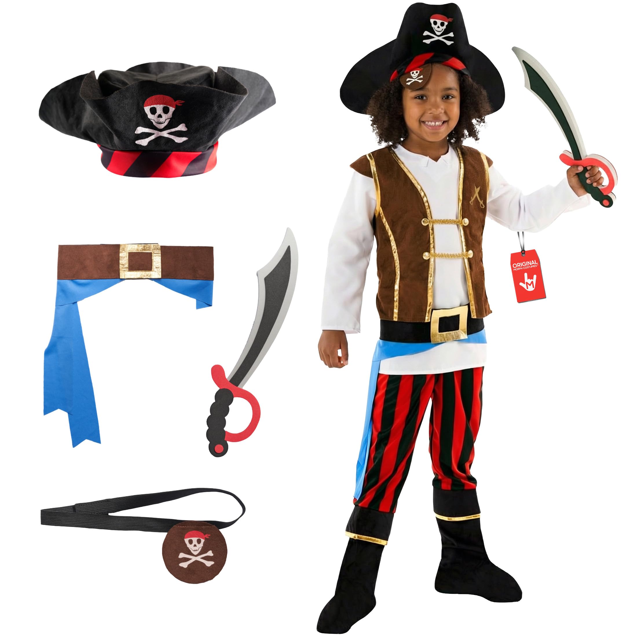 Morph Kostium pirata dla dzieci, kostium piracki kapitan, kostiumy na Halloween i karnawał