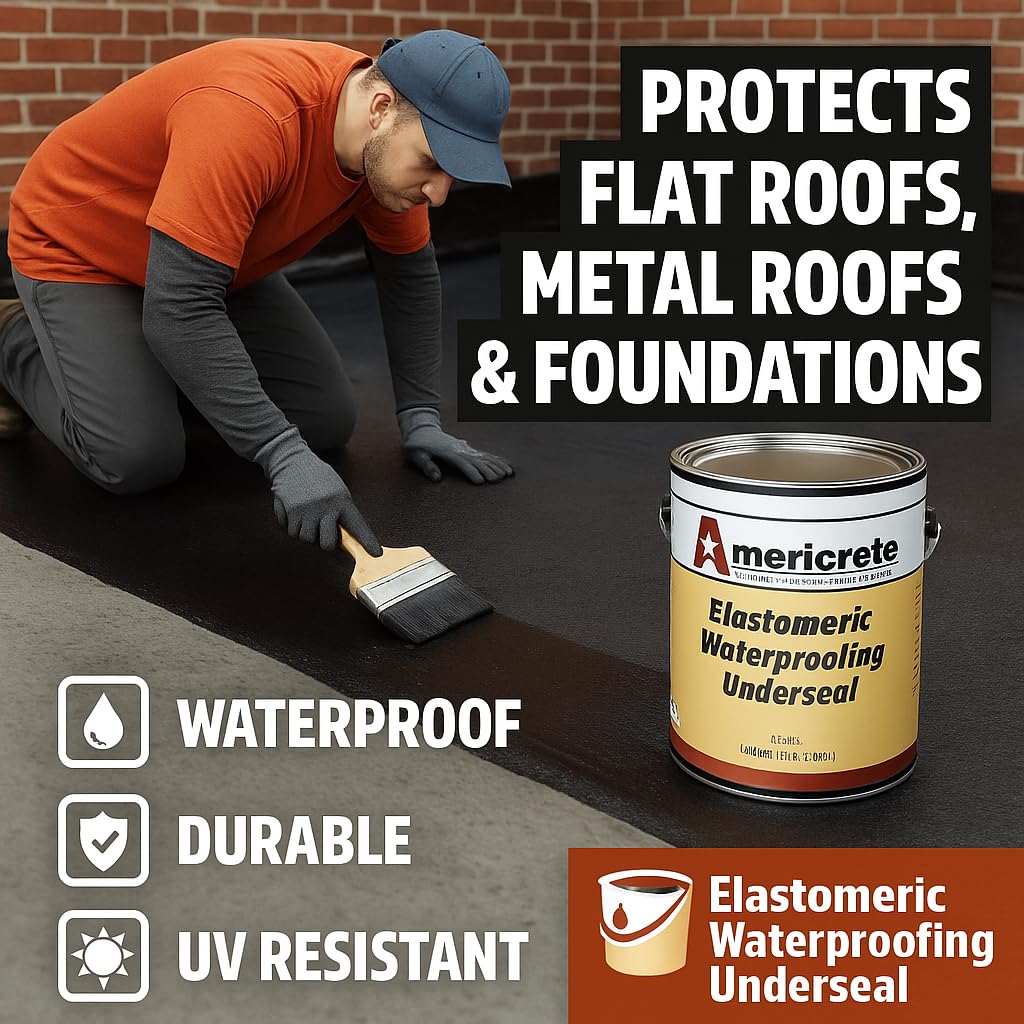 A-3025 Elastomeric Waterproofing Sealant Underseal Membrane, 1 Gallon Multi-Surface Leak Repair Indoor and Outdoor Coating