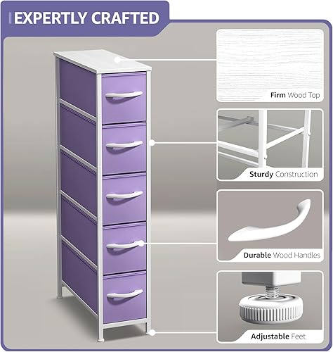 Miniatura 60 de Sorbus Torre estrecha con 4 cajones – Almacenamiento vertical para dormitorio, baño, lavandería, armarios y más, marco de acero, parte superior de
