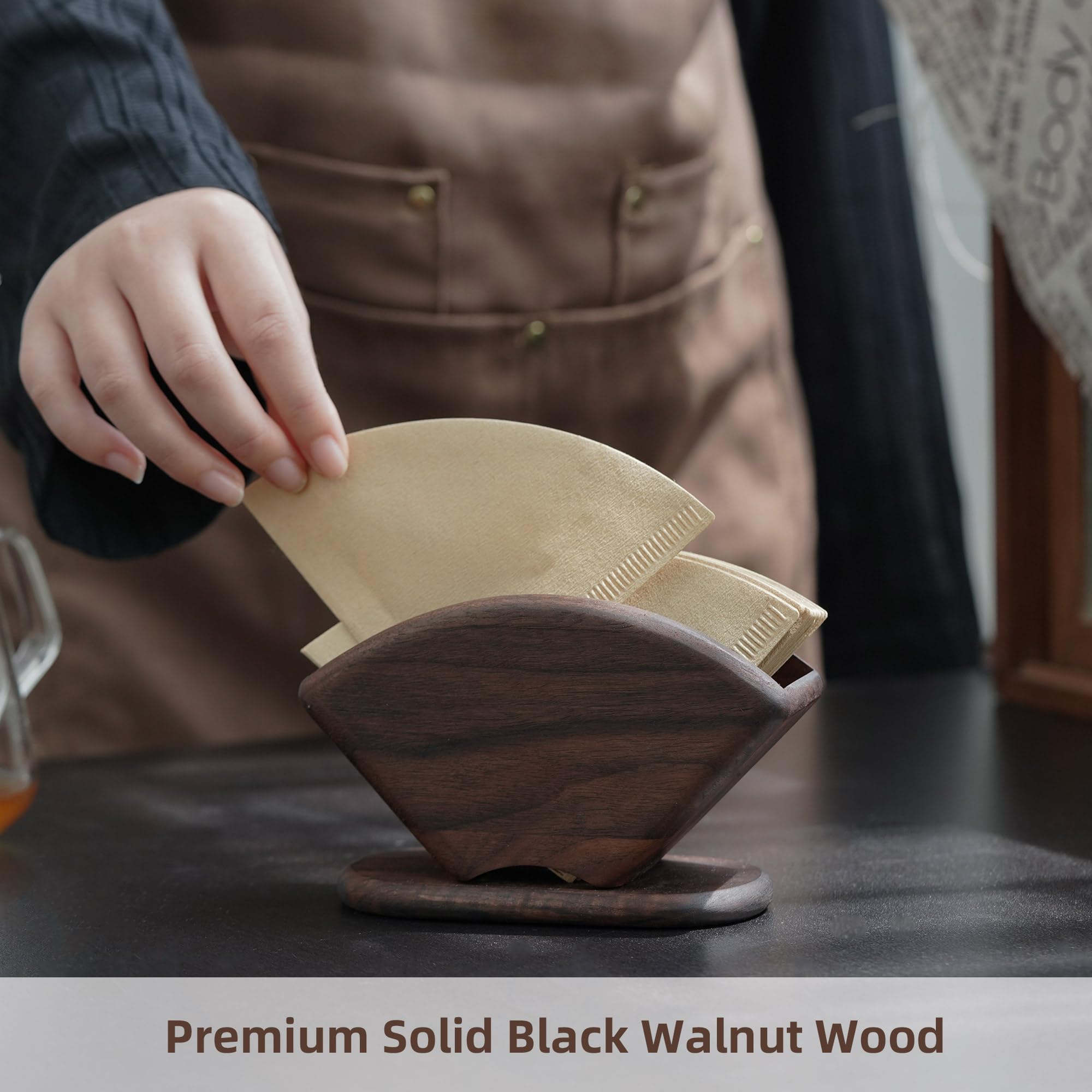 Porta filtro caffè a cono, contenitore per filtro V60 in legno, compatibile