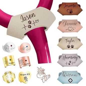 Stethoscope Name Leather Tag Personalized Custom Stethoscope Charms Engraved ID Tag, Nurses Week Gift Stethoscope Accessories for Nurse-Beige