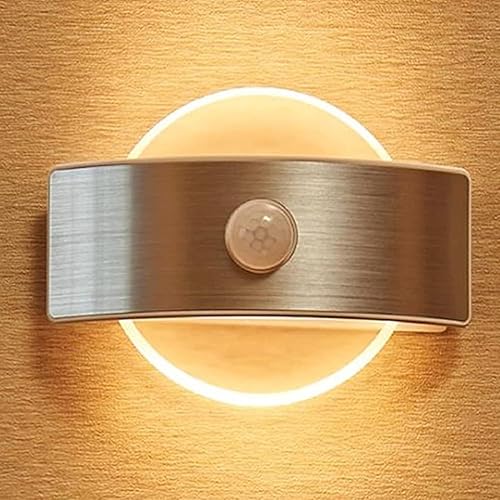 Luz nocturna con sensor de movimiento, recargable por USB, funciona con pilas, luz nocturna para interiores, se pega en cualquier lugar sin