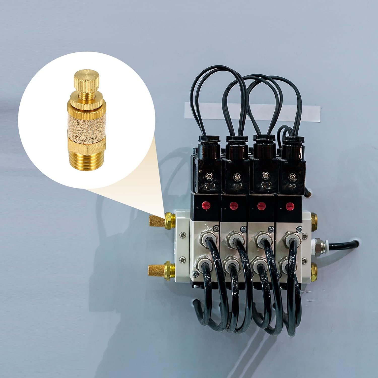 MECCANIXITY 4pcs Male Air Pneumatic Mufflers 1/4" NPT Sintered Bronze Muffler Air Line Fittings for Pneumatic Tool and Industrial Machinery