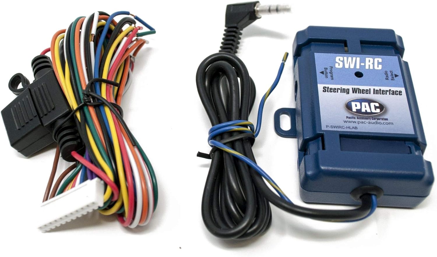 Close-up of PAC Audio SWI-RC module and wiring harness