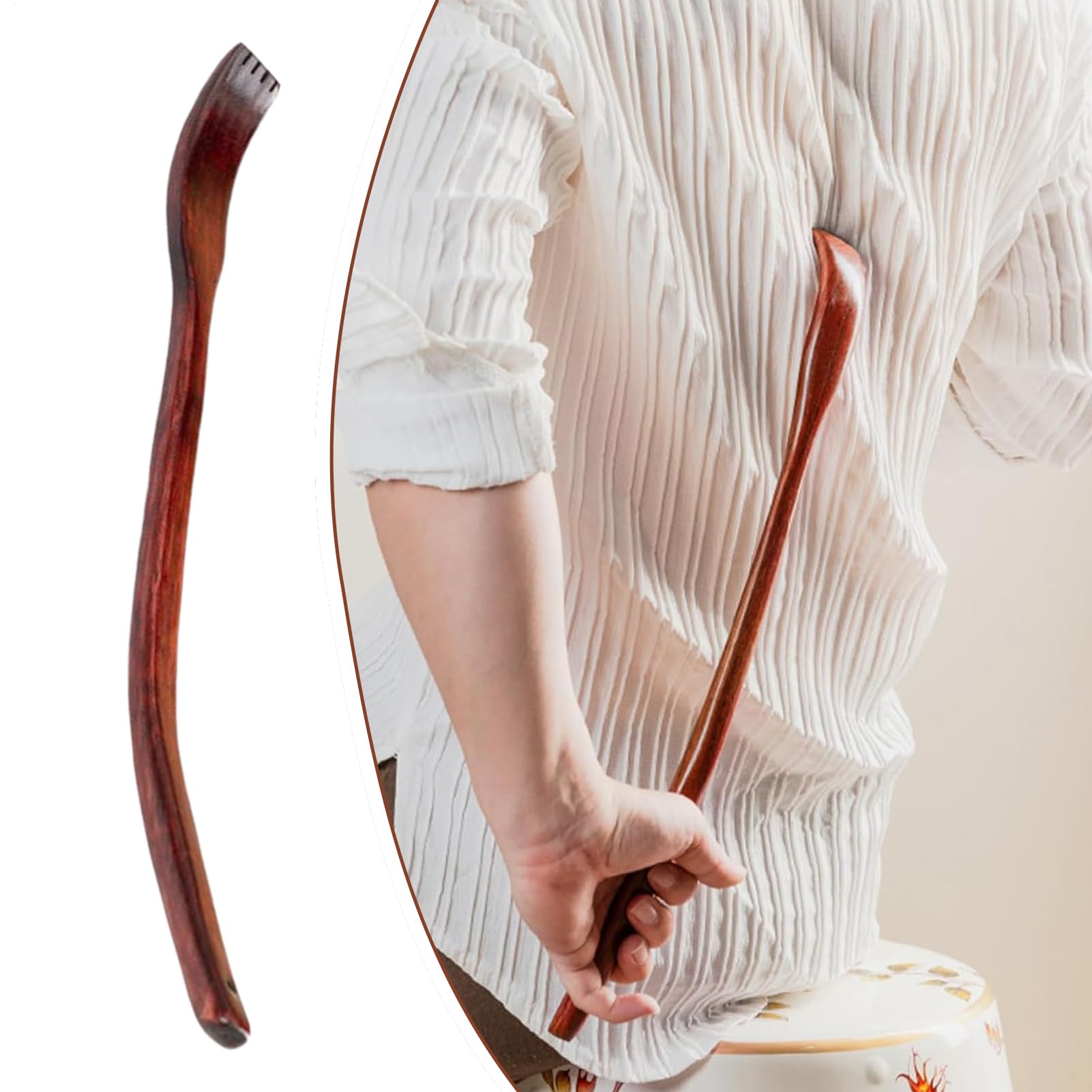 Wooden Back Scratcher - Long Handle Ergonomic Beech Wood Massager Tool | Extended Curved Handle for Easter, Young Husband, Father, Dad, Elderly, Women, Relaxation, Home, Spa Use