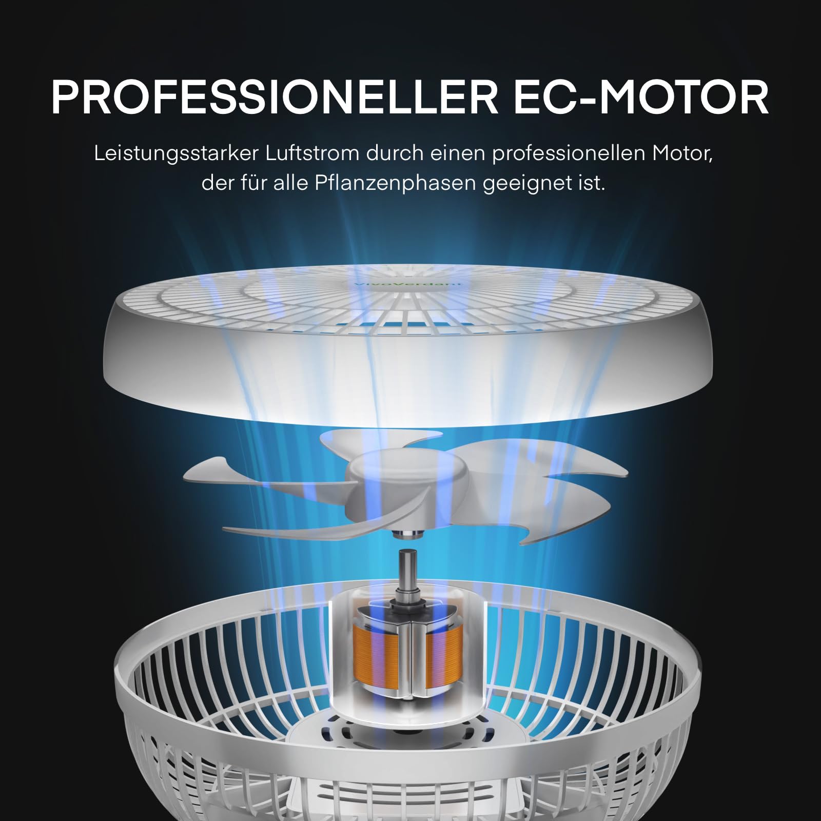6'' Grow Ventilator mit Clip, EC Motor, IP-54 6-Zoll-Anklemmventilator für Grow Tent, Oszillierender Klemmventilator zur Befestigung an Grow Tent-Stangen, schwarz, Weiß