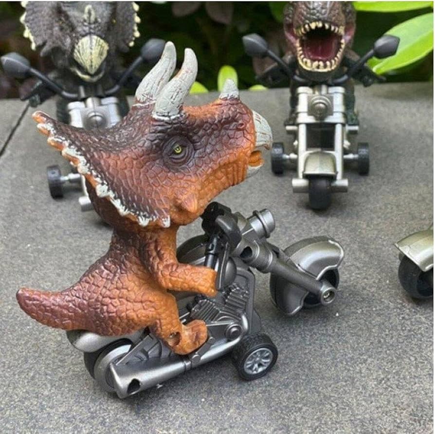 Amazon.co.jp: バイクを乗っている恐竜 恐竜玩具 トリケラトプス 慣性