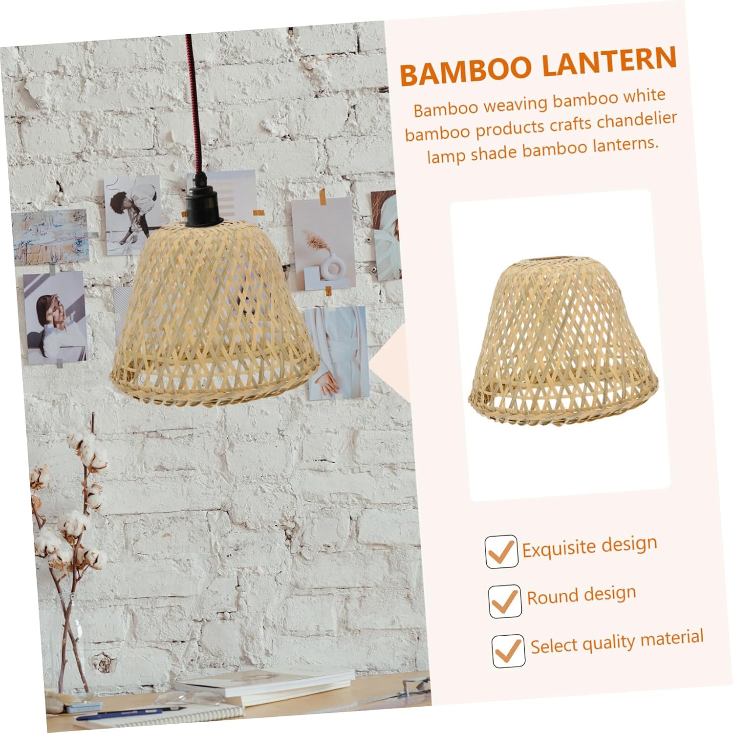 Natural Bamboo Weaving Lampshade Decorative Hanging Light Shade for Floor and Table Lamps Creates Warm Atmosphere for Home Decor and Housewarming Gifts