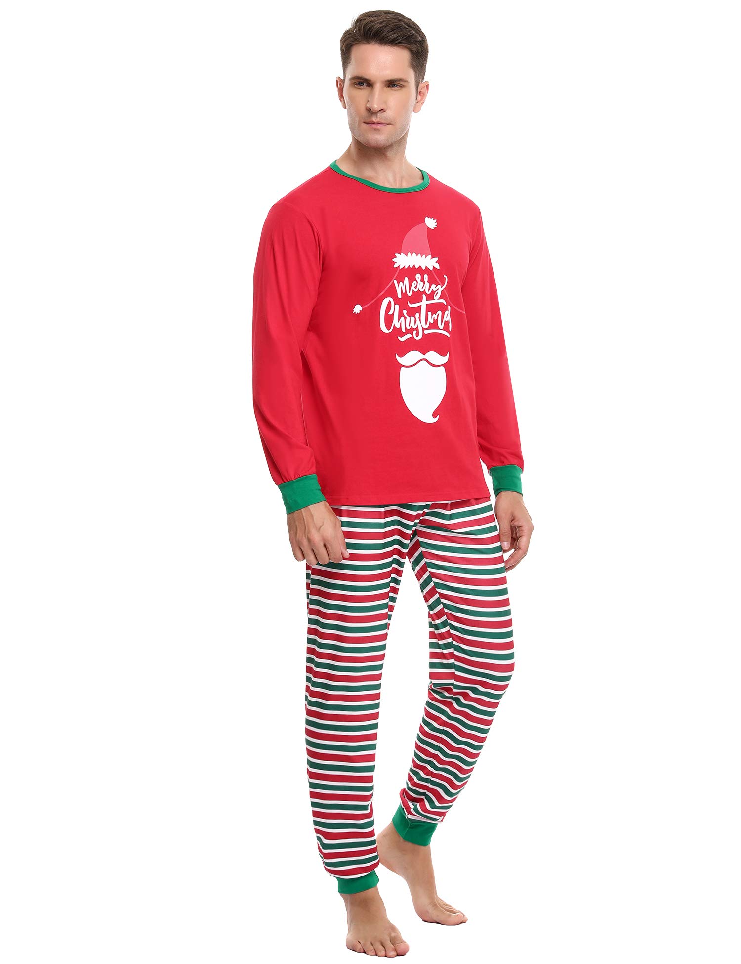 Irevial Pijamas De Navidad Familia Conjunto, Navideños Invierno Manga Larga 2 Piezas, Set Pigiama Donna, Rosso-papà, XXL