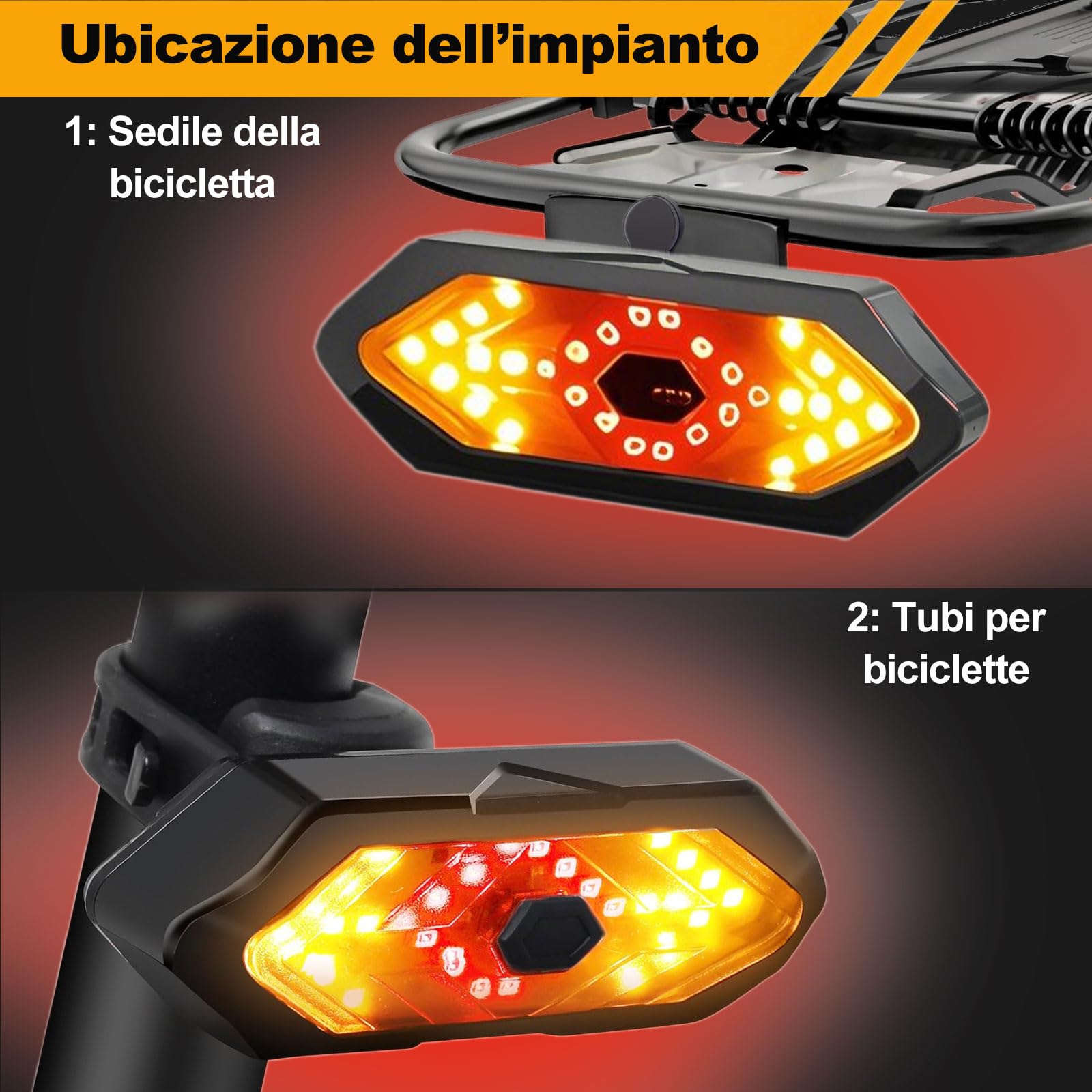 EBUYFIRE Luce Posteriore da Corsa, Luce Posteriore USB Ricaricabile & Impermeabile, 5-6 Modalità di Illuminazione Luci per da Strada e Mountain Bike