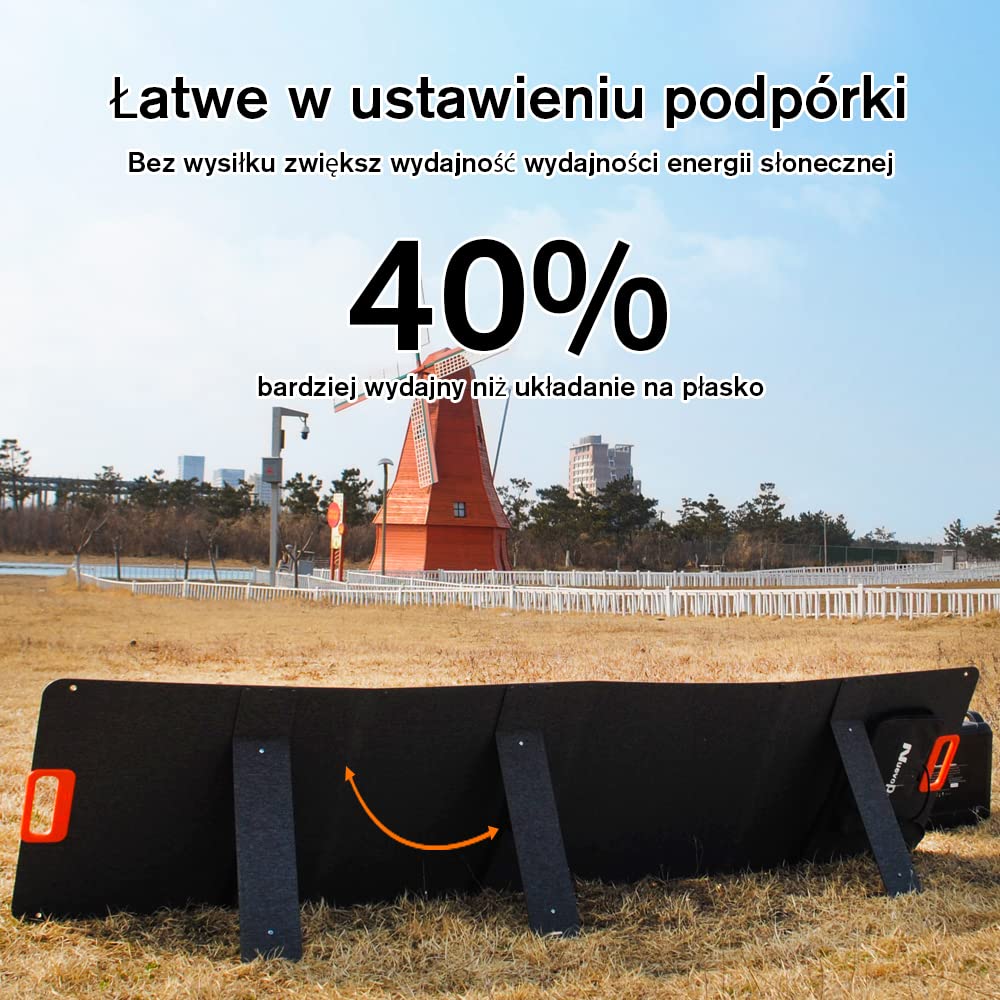 Składany panel słoneczny do przenośnej stacji zasilania Nuevopacks 1200W/2000W i Vaetuka 1200W/2000W ładowarka słoneczna z 2 wyjściami USB,generator słoneczny zewnętrzny 200 W na kemping i do ogrodu
