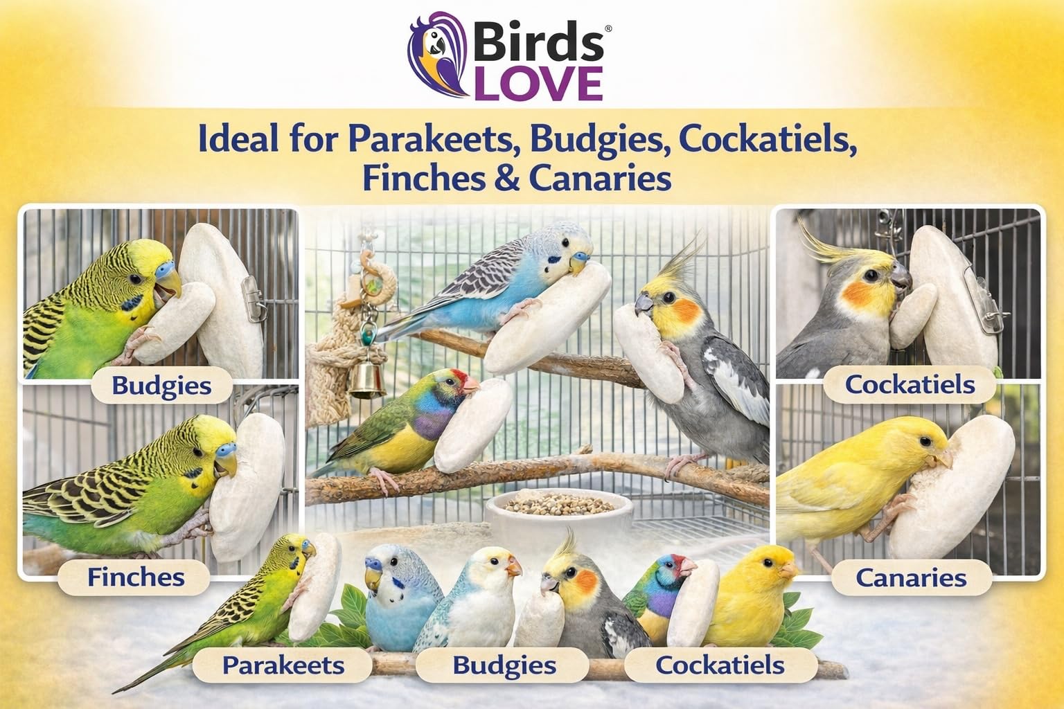 Birds LOVE 3.5-4″ Cuttlebones for Birds – 100% Natural Sun-Dried Calcium Carbonate Mineral Supplement – for Parakeets, Budgies, Cockatiels, Finches & Canaries – 12 Pack with Holder – Made in Vietnam - image 7