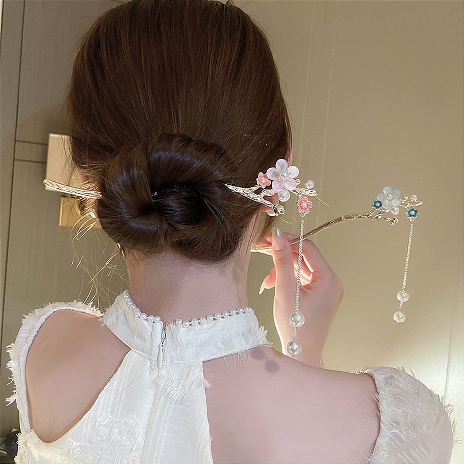 Amazon.co.jp: かんざし 簪 中国の真珠の花のタッセル ヘアピン古代 