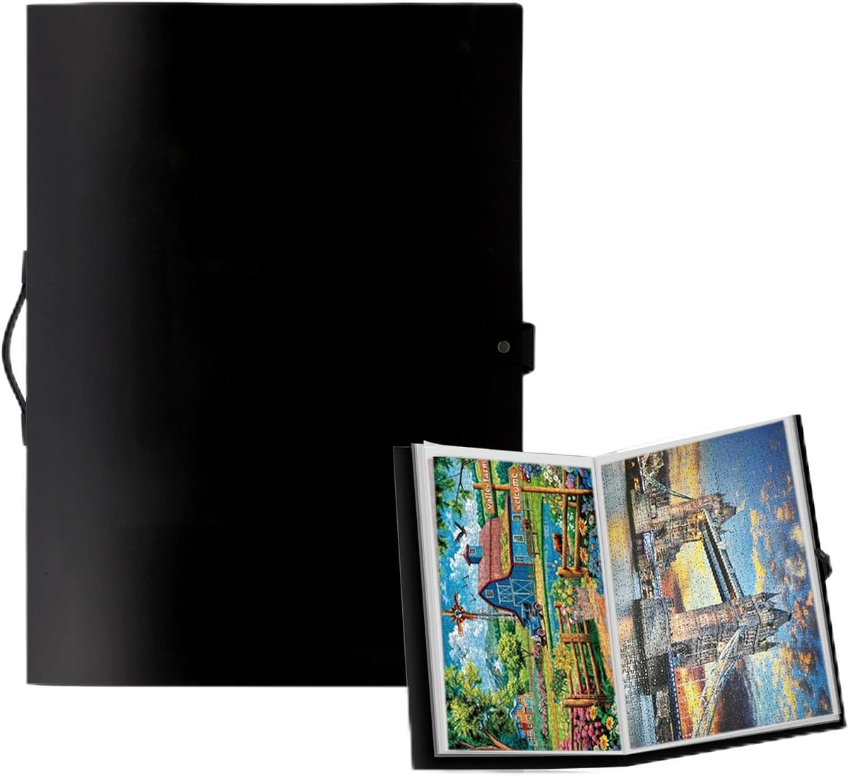 SAWTKLF Puzzle Storage Folder for 1000 Pieces,Space-Saving Puzzle Organizer and Storage, Puzzle Saver，Holds 20 Puzzles, Dust-Proof Storage Puzzle Accessories (Black)