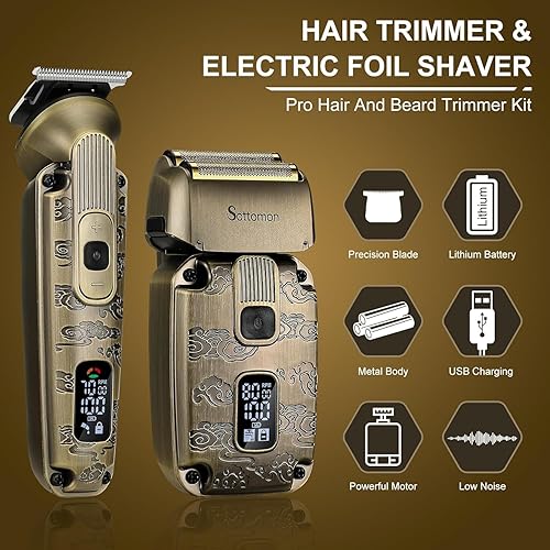 Miniatura 2 de Afeitadoras de lámina para hombres, recortadora de barba, maquinilla de afeitar eléctrica para hombres, kit de afeitado de cabello para cabeza