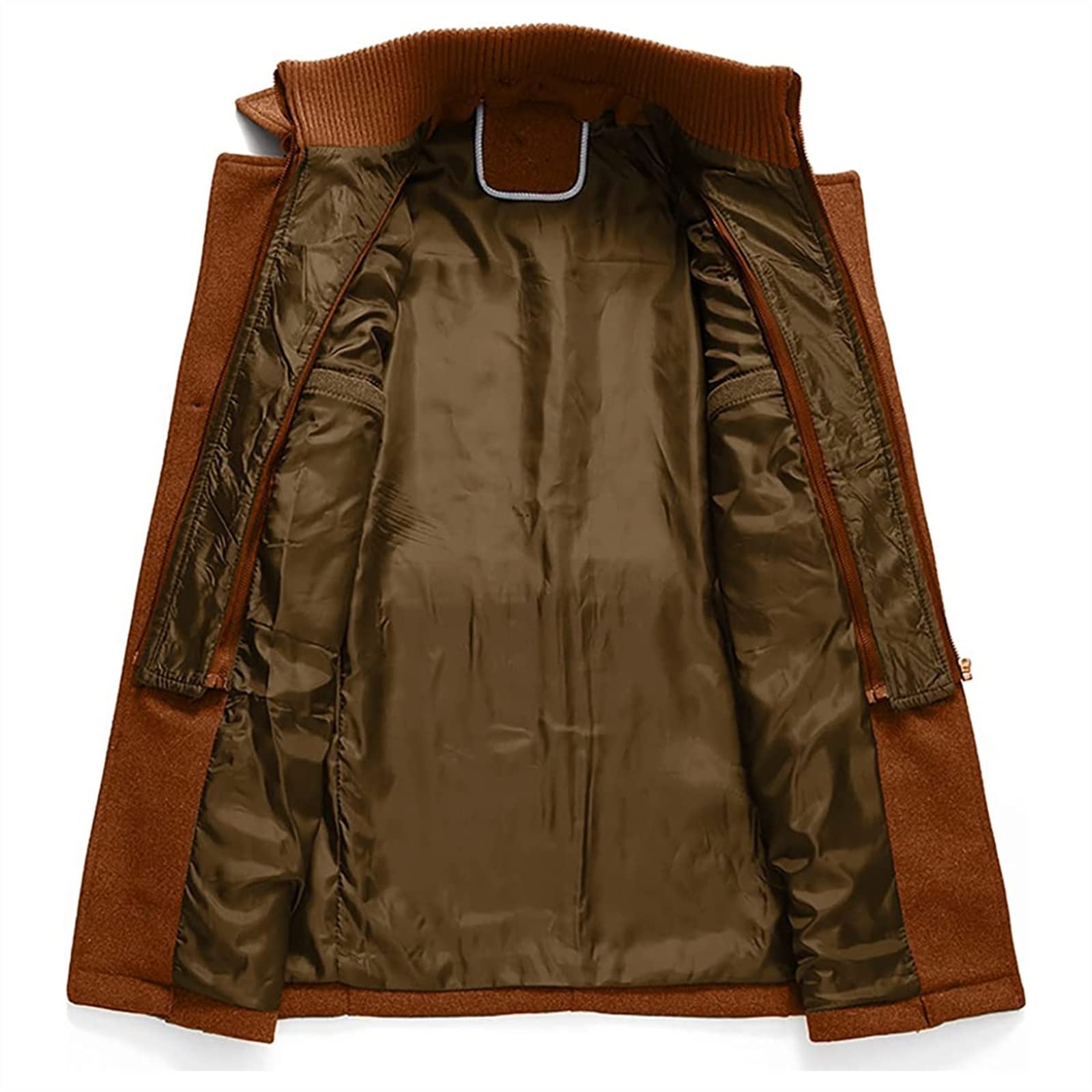 Manteau Long 3/4 En Laine Pour Homme - Coupe Ajustée - Col à