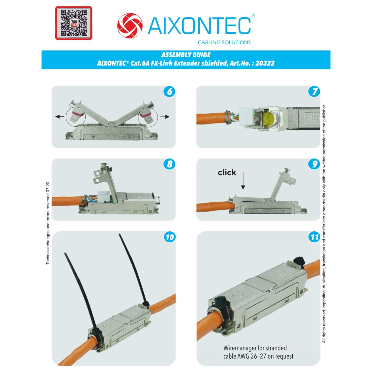 AIXONTEC 4 x fixLink LAN Verbinder Cat.6A Netzwerk Verbindungsmodul für Cat.7 Kabel Ethernet Adapter geschirmt | AWG 23 Datenkabel LSA Netzwerkverbinder geeignet für CAT5 CAT6 CAT6A CAT 7 LANKabel