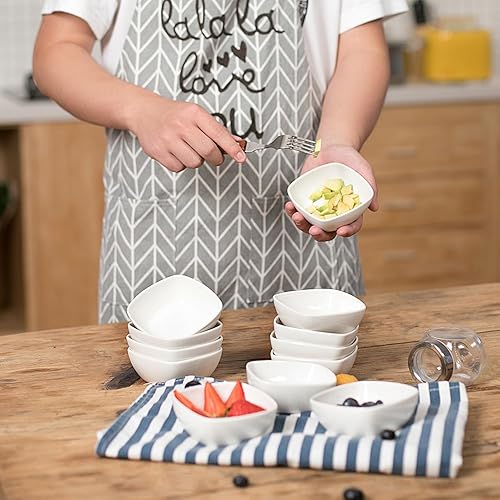 Miniatura 2 de MALACASA Juego de cuencos de porcelana de 5 onzas, paquete de 12 moldes pequeños, platos de salsa, pequeños moldes apilables para pudín, souffle,
