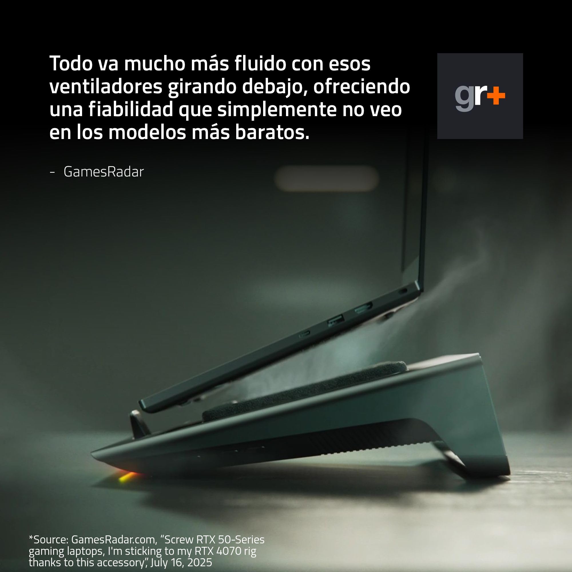 Razer Laptop Cooling Pad - Soporte de refrigeración Inteligente para portátiles de 14" a 18" Pulgadas - Cámara de presión hermética (Curvas de Ventilador Personalizadas, concentrador USB-A) Negro