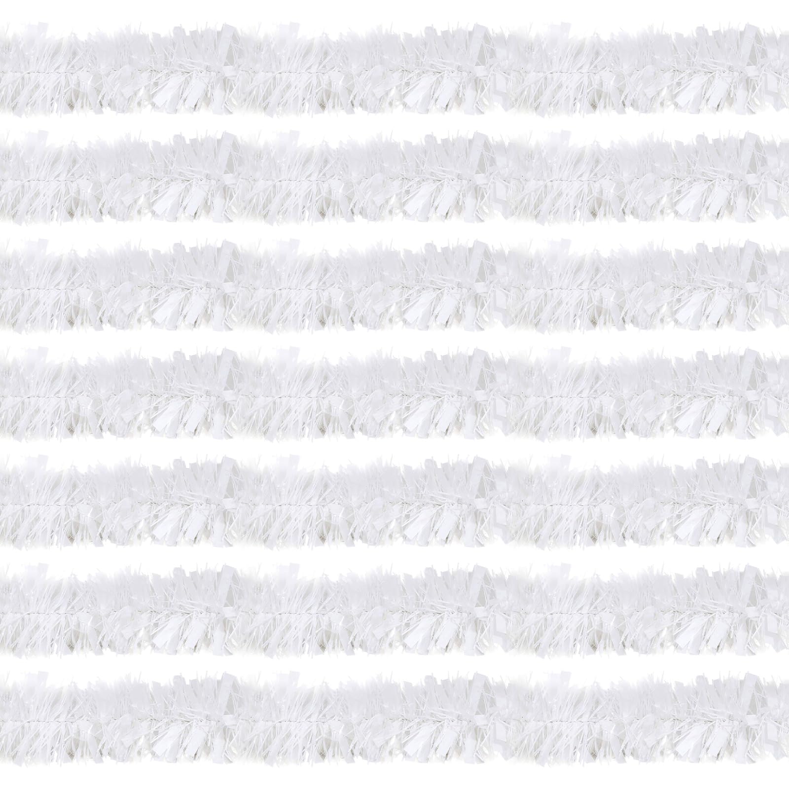 Guirnalda de oropel blanca de 100 pies, guirnalda de oropel del 4 de julio, guirnalda metálica para árbol de Navidad, Año Nuevo, vacaciones, fiestas de cumpleaños (3.54 x 50 pies, blanco)
