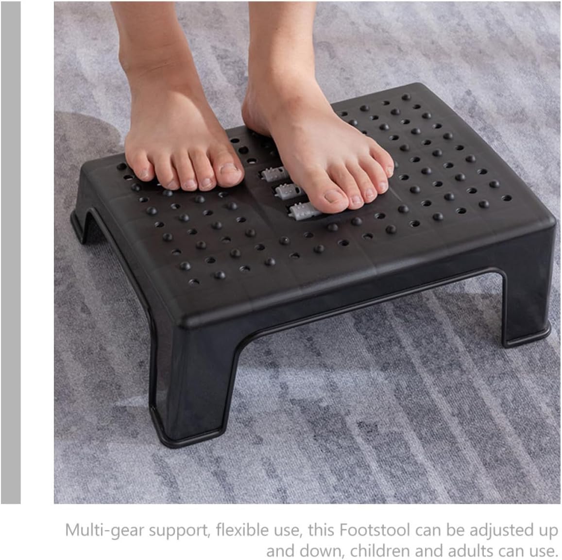 Under Desk Footrest Non-Slip Foot Stool with Massage Rollers for Leg Support Home Office Footrest with Rounded Edges Comfortable Footstool for Living and Bedroom Use