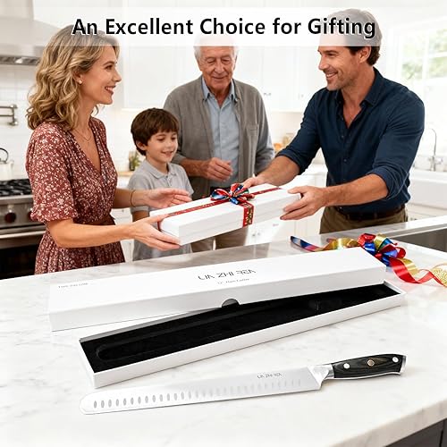 Miniatura 7 de Cuchillo de trinchar - Cuchillo de pechuga premium de 12 pulgadas para cortar carne ahumada, barbacoa y pavo asado - Acero alemán afilado