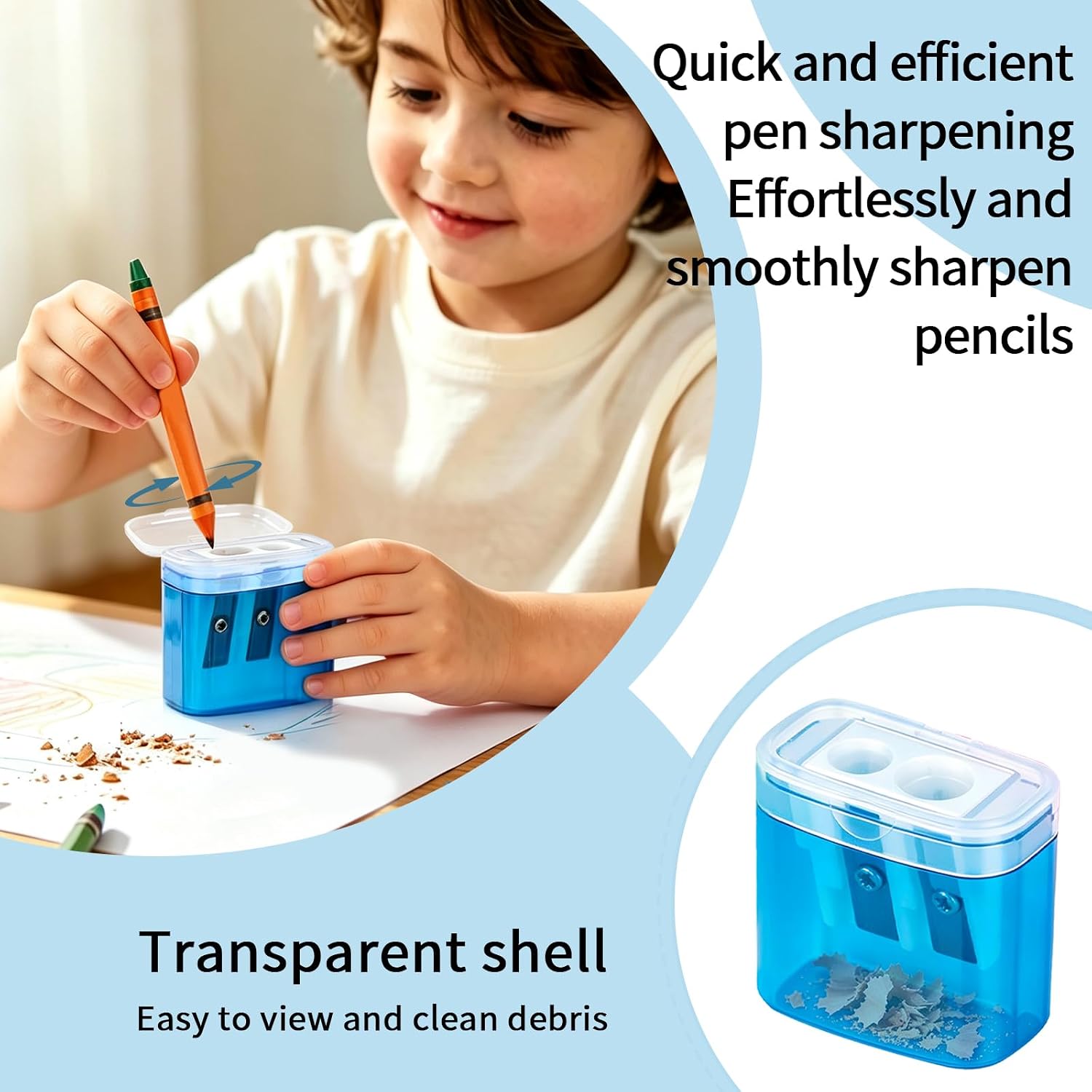 Crayon Sharpener Compatible with Crayola, Pencil Sharpeners with Lid, 4 PCS