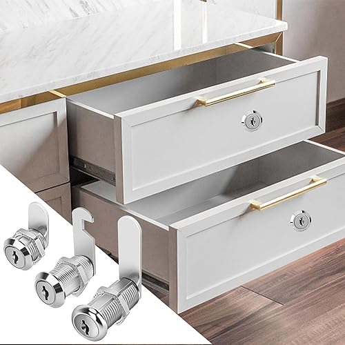 Miniatura 8 de Cerraduras de gabinete con llaves, cerraduras de leva de 1-12 pulgadas de largo con llaves iguales, juego de cerraduras de leva para gabinetes de