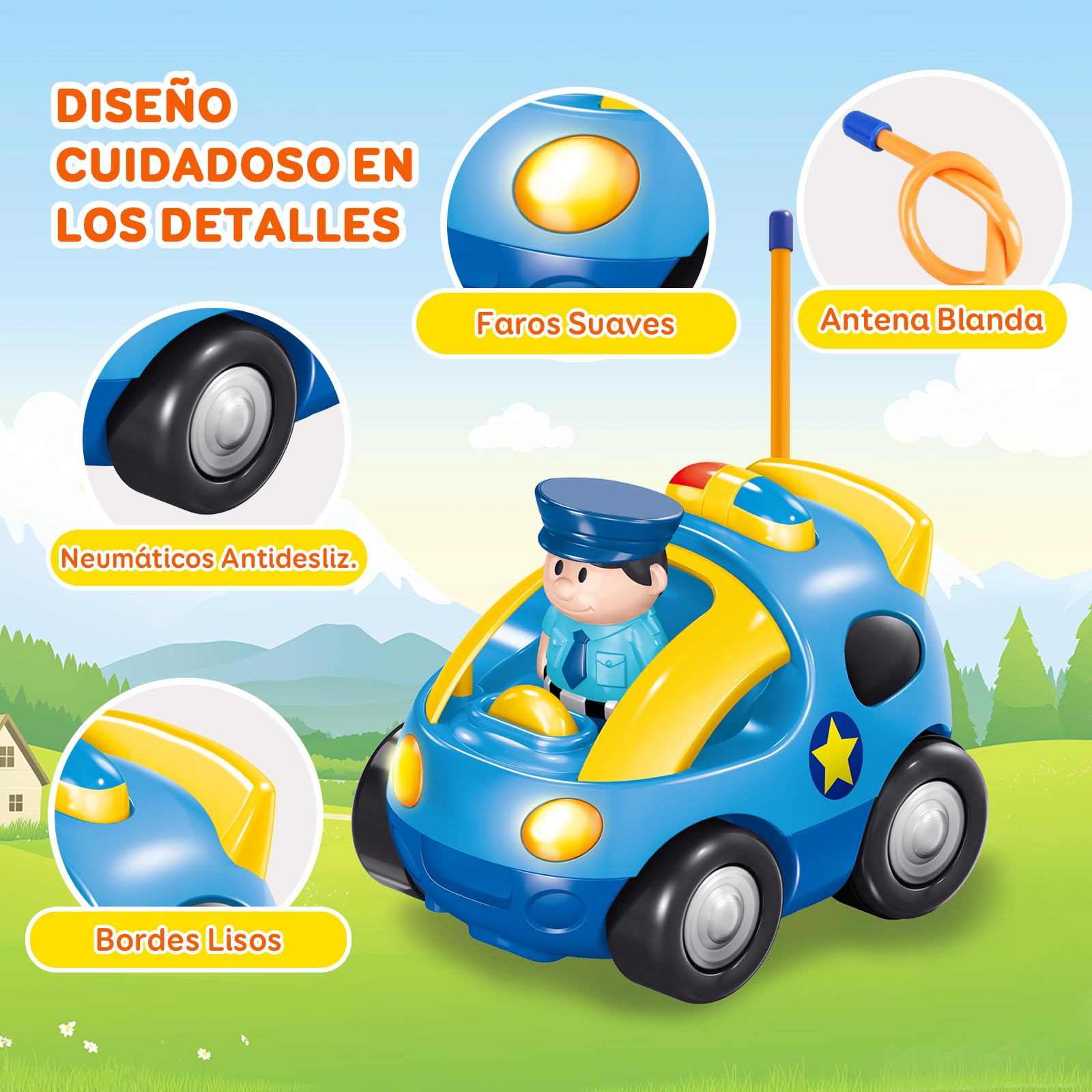 Pup Go Coche de Carreras RC Cartoon para Niños Pequeños 18 Meses, Música y 2 Muñecas Intercambiables, Primer Coche de Control Remoto, Cumpleaños o Navidad