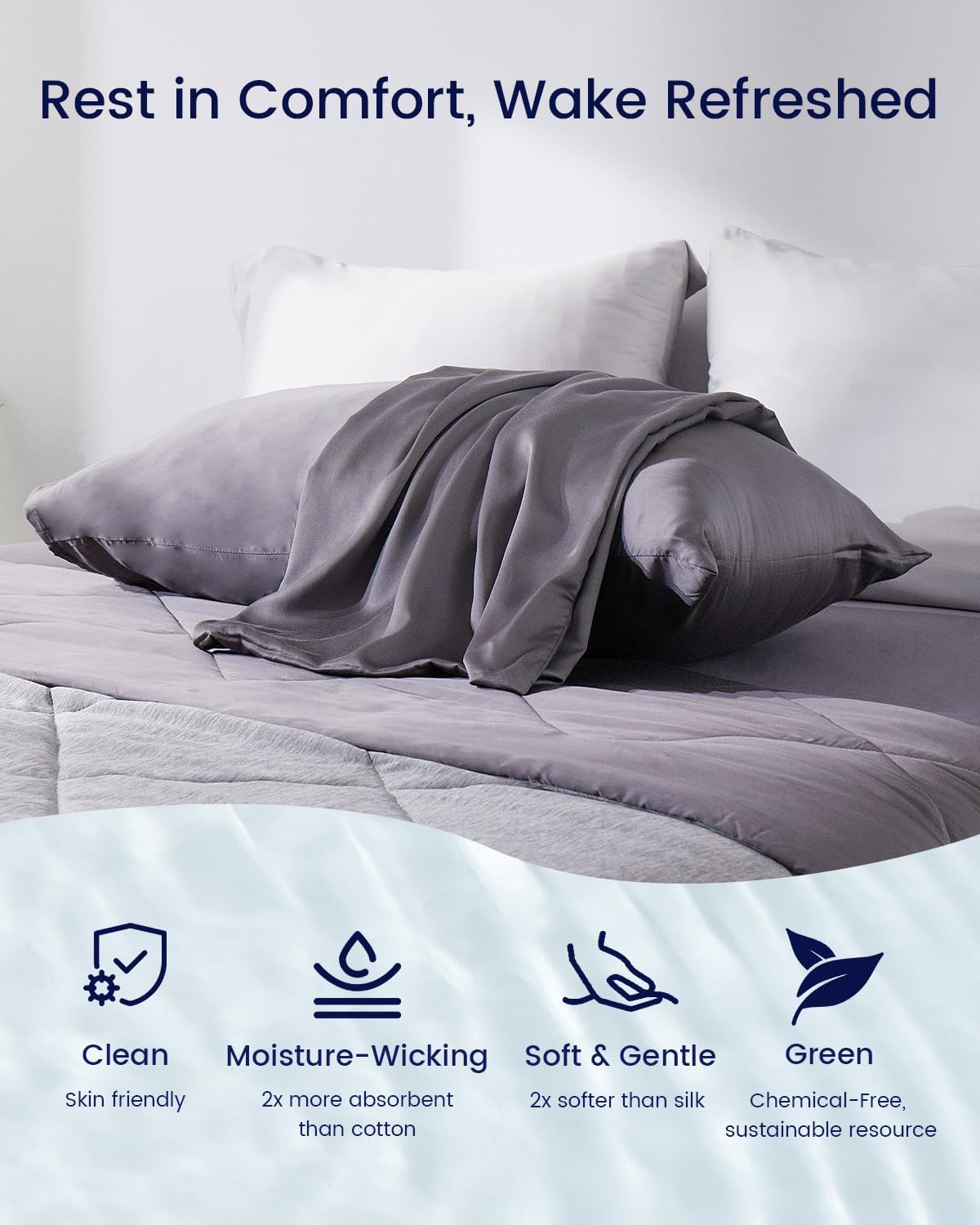 ZonLi Z-Magic Cooling Pillow Cases King Size Set of 2, Viscose Derived from Bamboo,Silky Soft Breathable Cold Pillow Covers, Cooling Pillowcases for Hair and Skin, 20x36 Inches