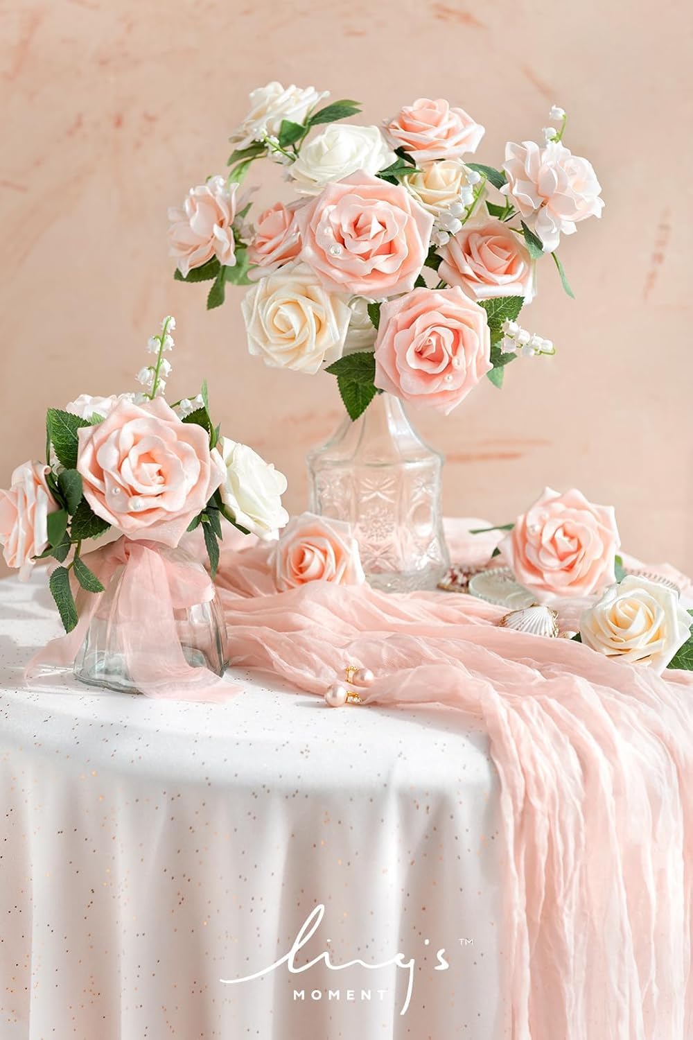 Ling's moment Dusty Rose Artificial Flowers 16pcs Faux Silk Roses with Stems Real Look, 3.5" Fake Vendela Roses Bulk for DIY Wedding Bouquets Centerpieces Party Baby Shower Home Decoration - Image 2