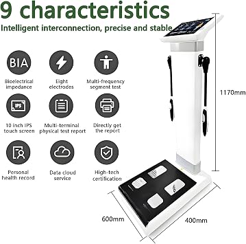 Body Composition Analyzer, Smart Body Analyzer Scale, in Body Scale with Body Fat Analysis, Professional Bioimpedance Biochemical Full Body Fat Protein Analyzer
