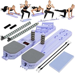 Pilates Reformer Board Set 12-in-1 Portable Pilates Board for Home Workout Core & Abs Toning Full Body Sculpting Equipment