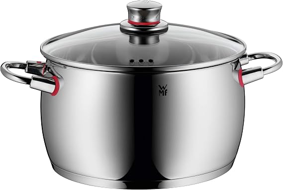 WMF Quaity One 9-Piece Cookware Set, Stainless Steel Suitable for Induction, 1 Low Saucepan 20 cm, 3 Saucepans 16 cm, 20 cm and 24 cm, 1 Saucepan 16 cm with 4 Glass Lids